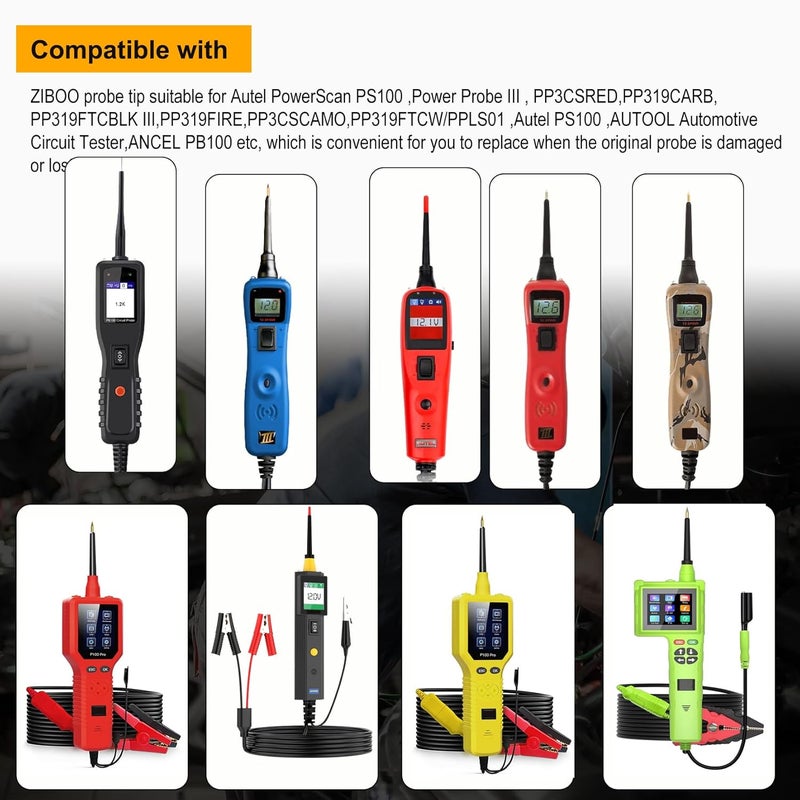 ZIBOO - 2Pk 4Mm Banana Jack 3 Tip Black (PPTK0024-2),Use for Autel Circuit Tester Power Circuit Probe - Image 5